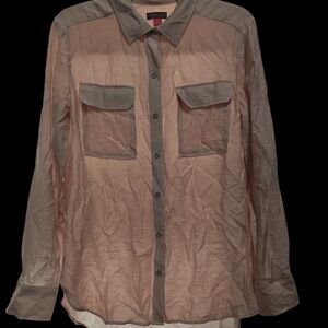 Vince Camuto Womens Blouse Shirt Roll Up Long Sleeve